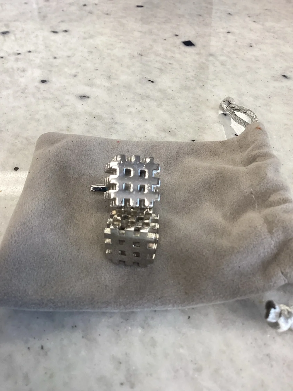Men's Silver Tone Geometric Cufflinks - Brand Unknown
